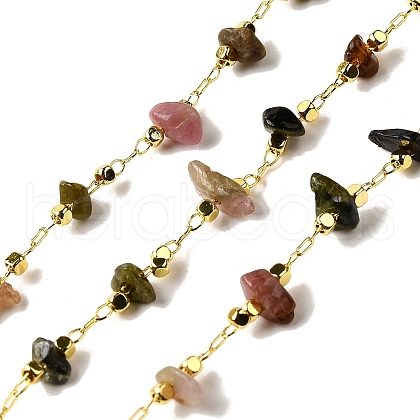 Handmade Natural Tourmaline Chip Beaded Chains CHC-F020-10G-02-1