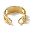 PVD Vacuum Plating 201 Stainless Steel Rectangle Open Cuff Rings for Women RJEW-C092-04G-3