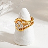 3Pcs 304 Stainless Steel Micro Pave Cubic Zirconia Ring Sets RJEW-S625-01G-2