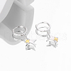 S925 Sterling Silver Two Tone Star Hoop Earrings XJ7248-4