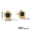 Brass Clear Cubic Zirconia Pentagon Stud Earrings TR5143-3-1