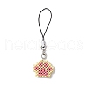 Paw Print Glass Seed Bead Beaded Charm Mobile Straps HJEW-MZ00186-01-4