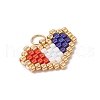 Handmade Glass Seed Beaded Heart Charms PALLOY-MZ00620-01-3