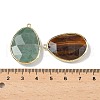 Natural Amethyst & Rose Quartz & Tiger Eye & Green Strawberry Quartz & Quartz Crystal Faceted Teardrop Pendants G-U028-01G-3