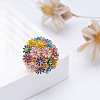 Flower Alloy with Rhinestone Enamel Finger Rings for Women FS-WG3A5AD-01-2