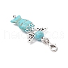 Synthetic Turquoise Beads with Tibetan Style Alloy Beads and 304 Stainless Steel Flat Head Pins and Zinc Alloy Lobster Claw Clasps Pendant Decorations HJEW-JM03199-5