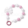 4Pcs Acrylic Bowknot & Glass Round Beads Pendant Decorations HJEW-JM03324-5