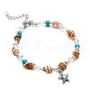 Bohemian Style Natural Shell & Synthetic Turquoise Beaded Anklets Alloy Starfish Charm Anklets for Summer Beach WG85091-01-3