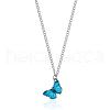 Gradient Color Butterfly Alloy Enamel Pendant Necklaces for Women WG8E54A-02-2