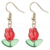 4 Pairs 4 Colors Tulip Flower Lampwork Dangle Earrings EJEW-JE05526-S-3