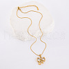 Stainless Steel with Crystal Rhinestone Bowknot Pendant Necklace for Women CP4119-2