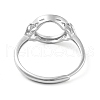Flat Round Adjustable 925 Sterling Silver Ring Components STER-G042-02P-3