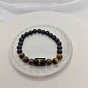Natural Tiger Eye & Black Obsidian Round Beaded Stretch Braceletes WG32BD9-06-1