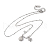 Shell Shape & Starfish 304 Stainless Steel Rhinestone Pendant Necklaces for Women NJEW-M107-02P-2