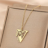 Flower Letter Stainless Steel Initial Pendant Necklaces for Women Men FS-WGF85E2-06-1