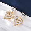 Heart Brass Micro Pave Clear Cubic Zirconia Dangle Stud Earrings KK-D363-12D-G-1