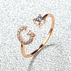 Brass Micro Pave Cubic Zirconia Cuff Rings for Women FS-WGA4C54-07-1