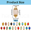 Glass Rectangle Charms with Golden Tone Brass Loops PALLOY-HY00011-2