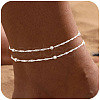 Brass Round Beads Singapore Chain Double Layer Anklets for Women FS-WG032DF-03-1