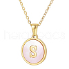 Natural Shell Initial Letter Pendant Necklace LE4192-20-1