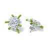304 Stainless Steel Flower Stud Earrings EJEW-MZ00457-03-4