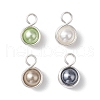 Shell Pearl Round Copper Wire Wrapped Pendants PALLOY-JF03259-03-1