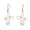 Mother's Day Jewellery Bowknot Natural Freshwater Pearl Dangle Earrings EJEW-TA00520-1