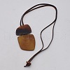 Nuggets Geometirc Resin Pendant Faux Suede Cord Long Necklaces FS-WG02B20-01-2