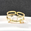 Teardrop 925 Sterling Silver Cubic Zirconia Adjustable Cuff Rings for Women RJEW-S631-02G-1