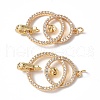 Brass Micro Pave Clear Cubic Zirconia Fold Over Clasps KK-P223-44G-2
