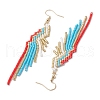 Glass Seed Beaded Tassel Dangle Earrings EJEW-MZ00434-01-4