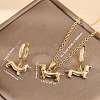 Dachshund Brass Pendant Necklaces & Hoop Earring Sets FS-WGFB62E-01-3