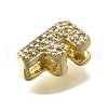 Brass Micro Pave Cubic Zirconia Letter Multi-Strand Links KK-D295-32G-06-2