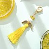Angel Glass Pearl & MIYUKI Seed Beaded & Polycotton Tassel Pendant Decorations HJEW-MZ00197-04-4