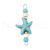 10Pcs 2 Colors Dyed Synthetic Turquoise Starfish Rondelle Round Beaded Connector Charms PALLOY-JF04015-4