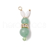 4Pcs 4 Styles Natural Carnelian & Rose Quartz & Green Aventurine & Amethyst Bunny Pendants PALLOY-TA00226-3