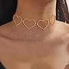 304 Stainless Steel Hollow Heart Link Chain Choker Necklaces for Women NJEW-Z081-01G-1