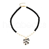 Leaf Alloy Enamel Pendant Necklaces for Women NJEW-JN05350-01-4