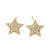Star Brass Micro Pave Clear Cubic Zirconia Stud Earrings EJEW-A132-16G-4