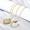 Brass Micro Pave Clear Cubic Zirconia Bee Heart Pendant Necklaces for Women NJEW-D311-01C-G-3