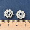 Flower Brass Micro Pave Clear Cubic Zirconia Bead Caps KK-A254-01A-S-2