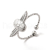 Non-Tarnish 304 Stainless Steel Owl Open Cuff Rings for Women RJEW-H136-01P-1