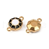 304 Stainless Steel Black and White Enamel Octagon Connector Charms STAS-Z140-11G-2