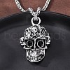 Skull Zinc Alloy Jet Rhinestone Pendant Necklaces NJEW-Z062-02AS-1