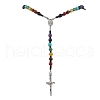 Gemstone Chakra Cross Pendant Rosary Bead Necklaces for Women NJEW-TA00176-2