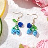 Flower with Cherry 304 Stainless Steel Glass Seed Beads Dangle Earrings EJEW-MZ00419-05-1