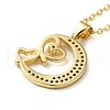 Golden Brass Crescent Moon Pendant Necklace with Rhinestone NJEW-Z015-01C-G-4