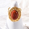 Oval Natural Red Jasper Finger Rings RJEW-M063-01G-08-4