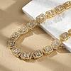 Brass Micro Pave Cubic Zirconia Rectangle Link Chain Necklaces for Women NJEW-C081-01G-2