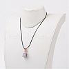 Glass Wishing Bottle Leather Cord Pendant Necklaces NJEW-JN01615-5